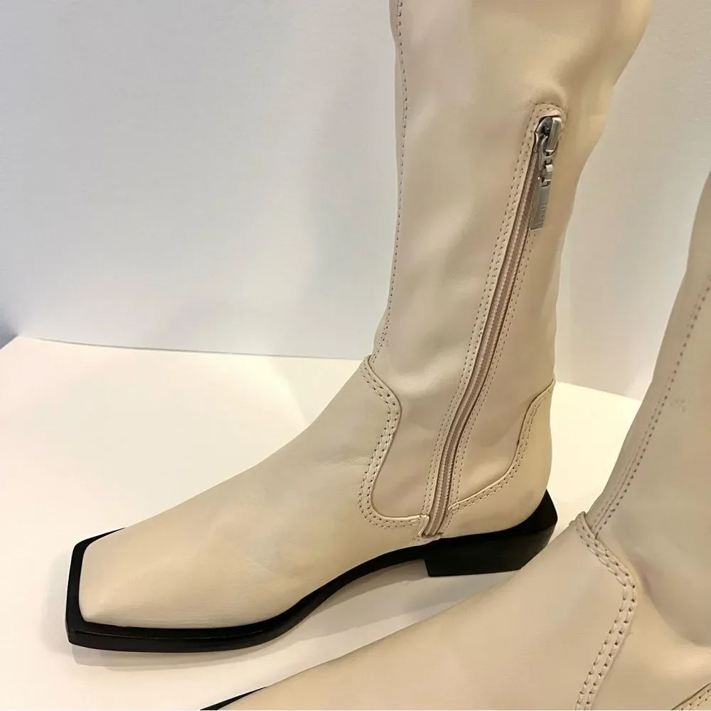 Schutz Guily Up Stretch Napa Leather Over the Knee‎ Boots in Eggshell 5, NWOB